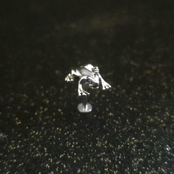 Silver Frog Threaded Labret Stud - Pretty Savage Jewellery