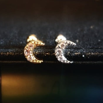 Crystal Moon Ear Studs - Pretty Savage Jewellery