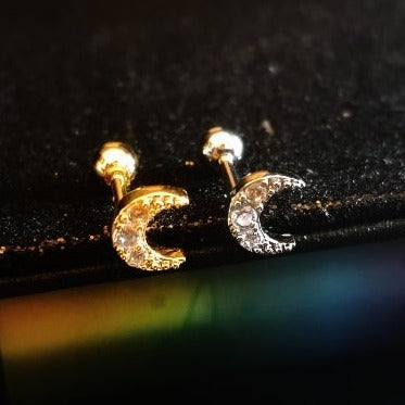 Crystal Moon Ear Studs - Pretty Savage Jewellery