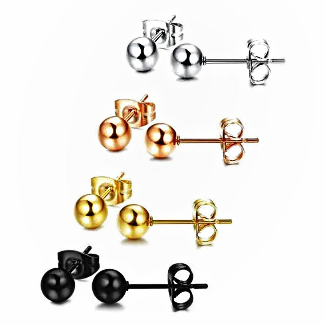 Stainless Steel Ball End Ear Studs - Pretty Savage Jewellery