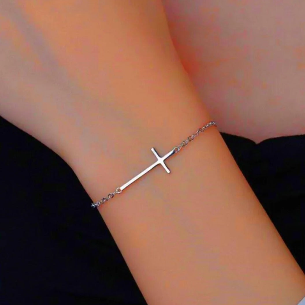 Cross Link 925 Sterling Silver Bracelet - Pretty Savage Jewellery