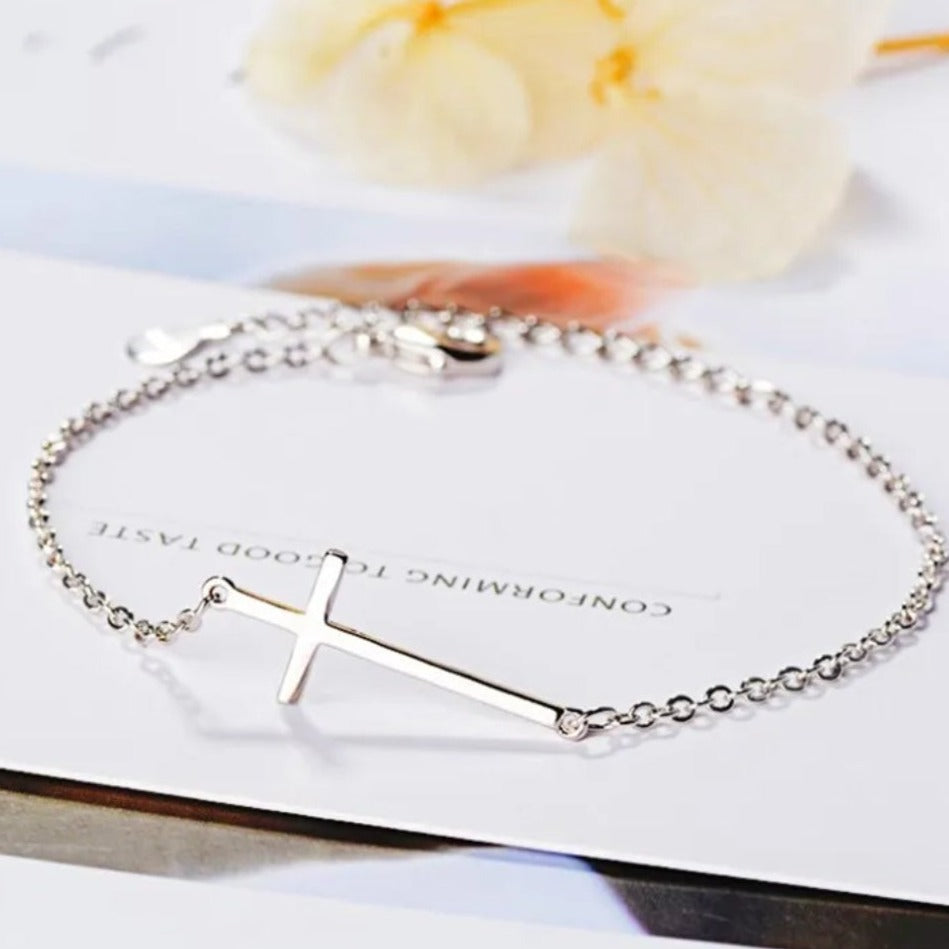 Cross Link 925 Sterling Silver Bracelet - Pretty Savage Jewellery