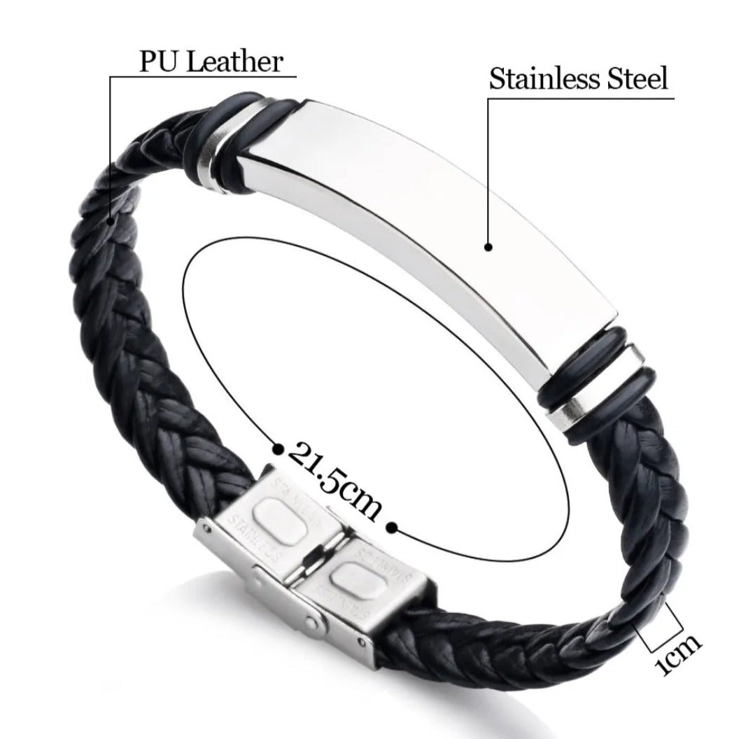 Personalised Leather Men's Bracelet - Pretty Savage Jewellery