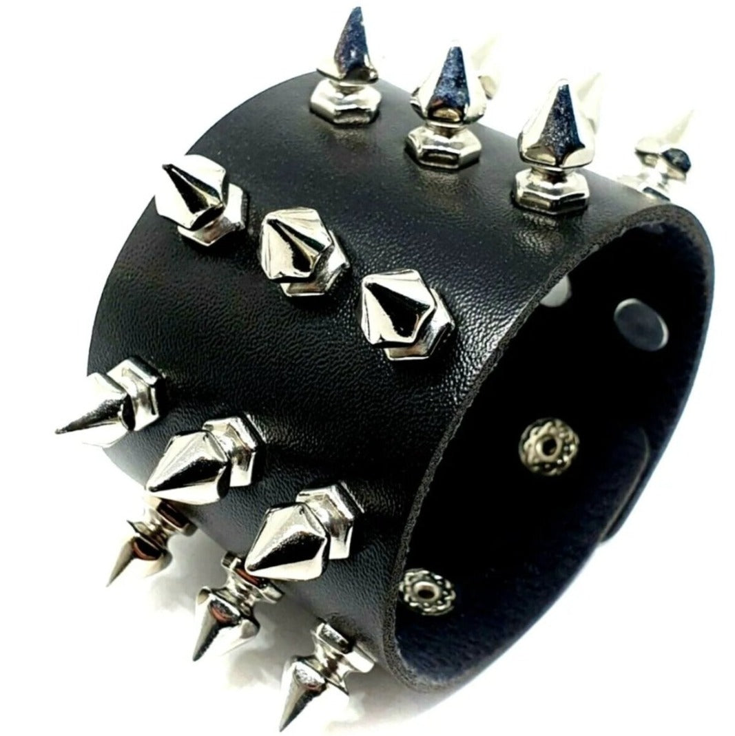 Spiked Stud Gothic Leather Black Bracelet - Pretty Savage Jewellery