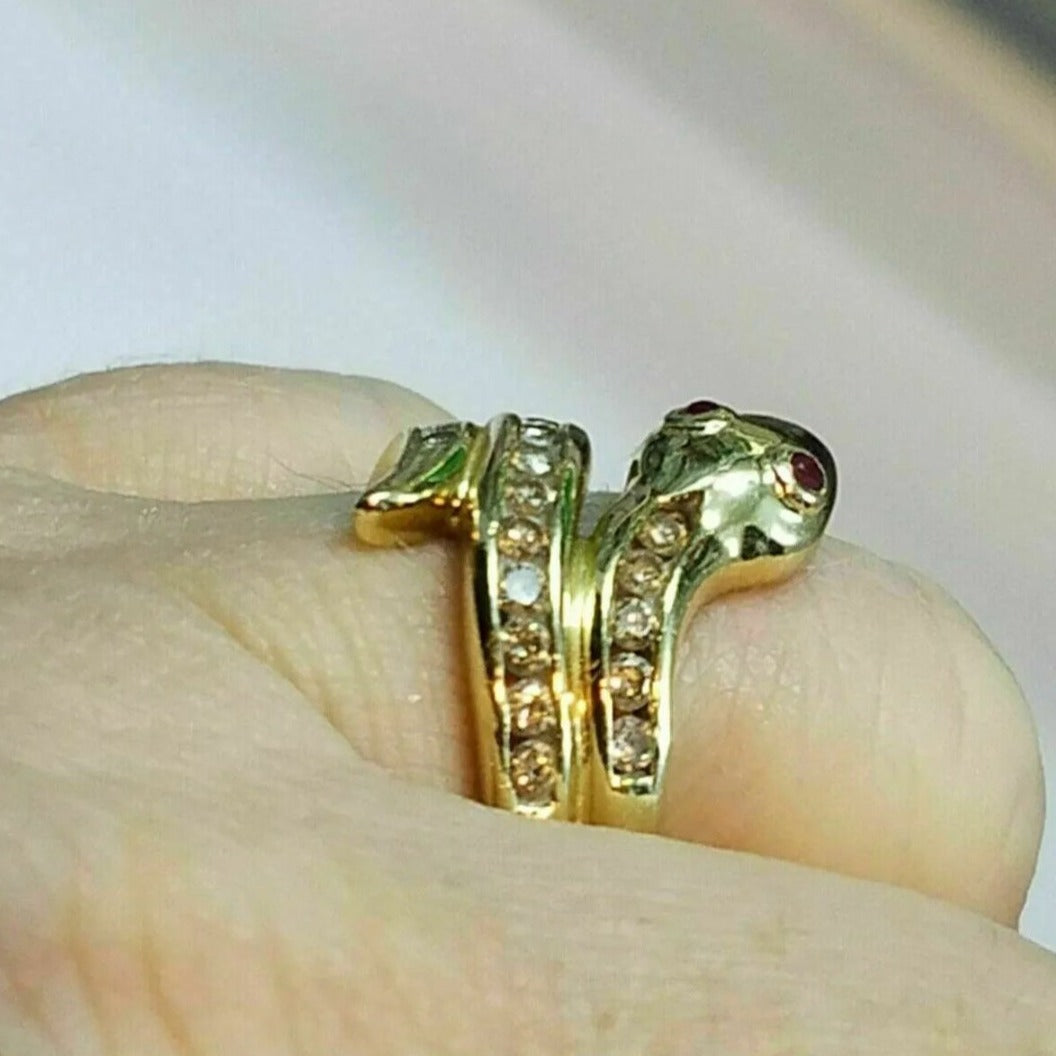 Snake 14k Yellow Gold 0.80ct Vintage Ring - Pretty Savage Jewellery