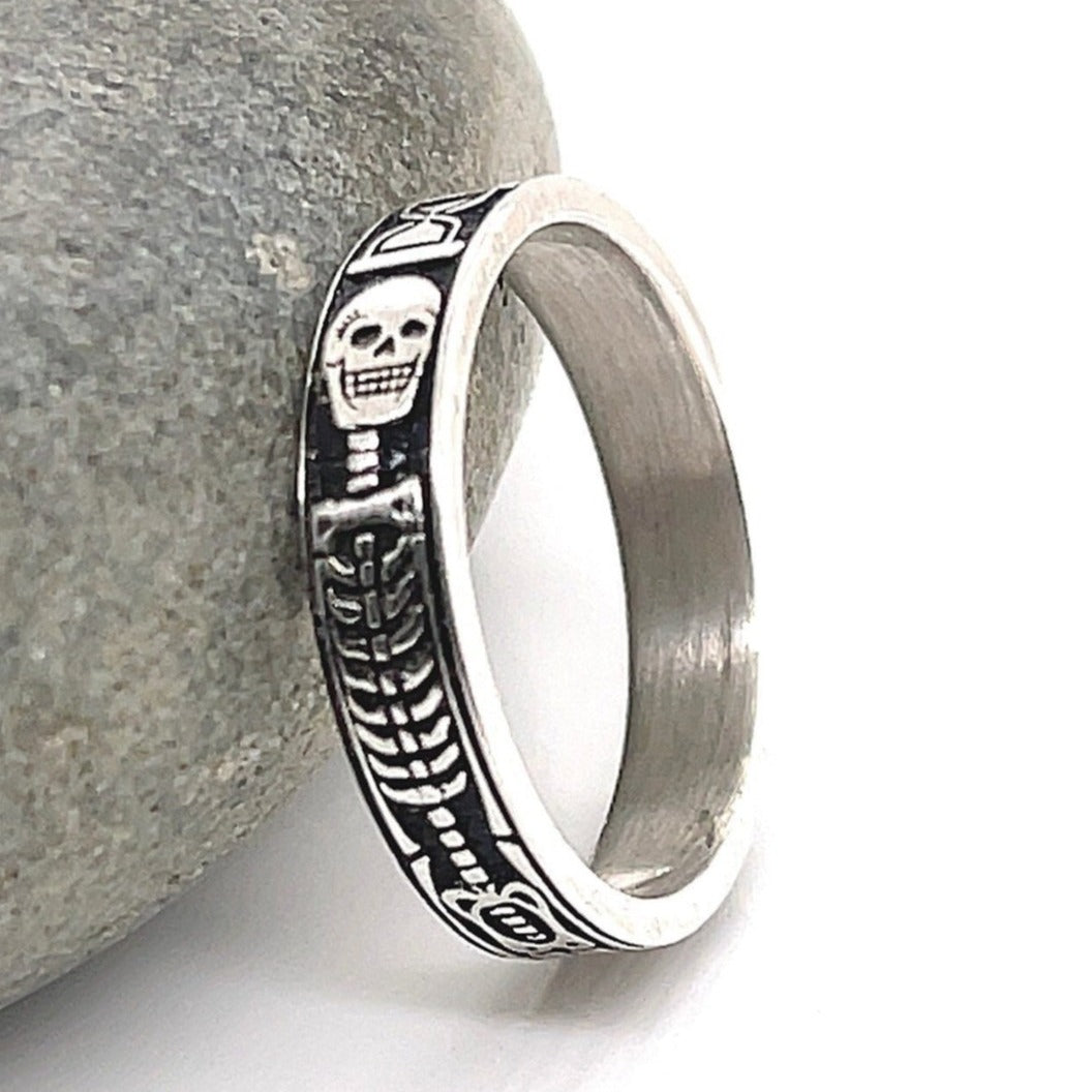 Memento Mori 925 Sterling Silver Vintage Ring - Pretty Savage Jewellery