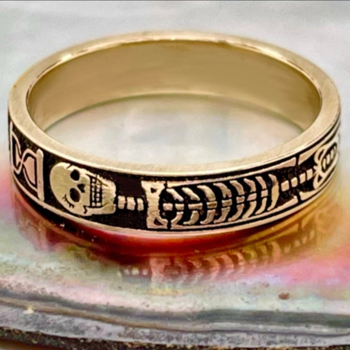Memento Mori Yellow Gold Vintage Gothic Ring - Pretty Savage Jewellery