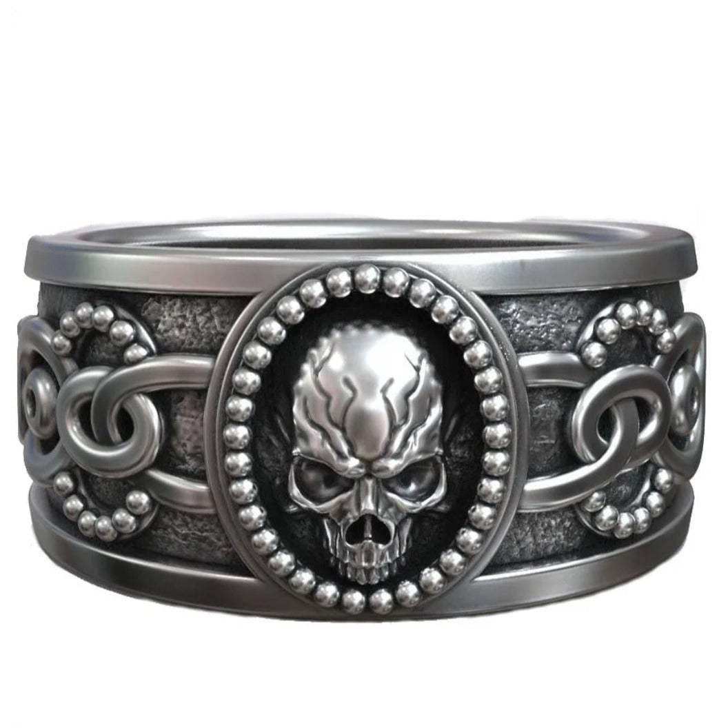 Sugar Skull 18g Sterling Silver Ring - Pretty Savage Jewellery