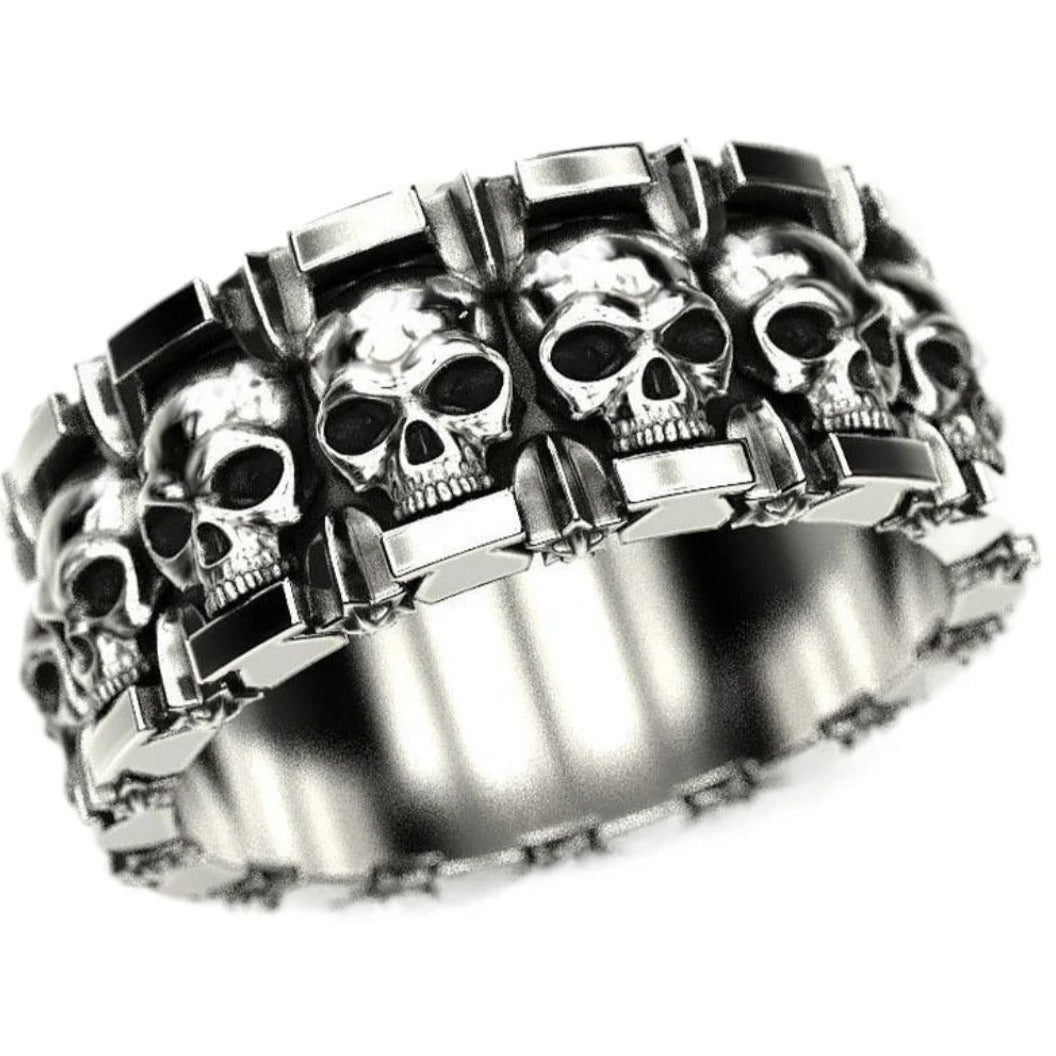 Skull And Stars 8.5g 925 Sterling Silver Ring - Pretty Savage Jewellery