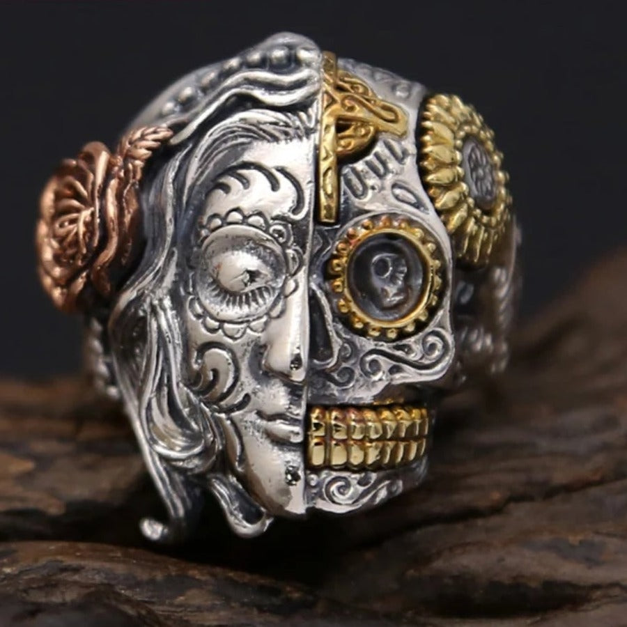 Two Faced Skull 925 Sterling Silver Ring - Pretty Savage Jewellery