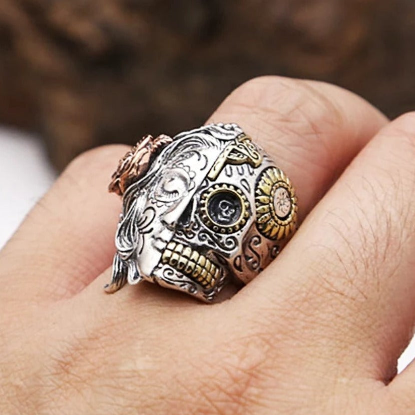 Two Faced Skull 925 Sterling Silver Ring - Pretty Savage Jewellery