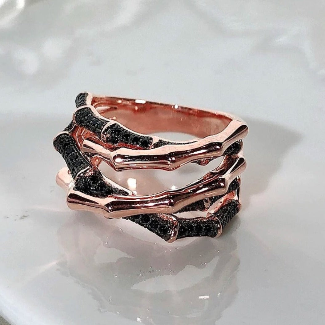 Rose Gold Bone 925 Sterling Silver Ring - Pretty Savage Jewellery