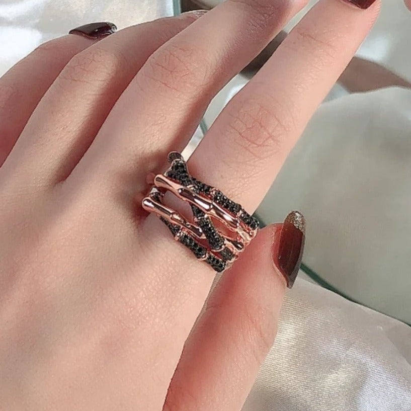 Rose Gold Bone 925 Sterling Silver Ring - Pretty Savage Jewellery