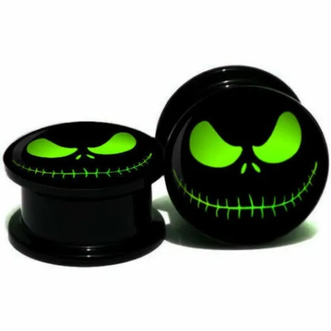 Scary face acrylic ear tunnel Plug - Pretty Savage Jewellery