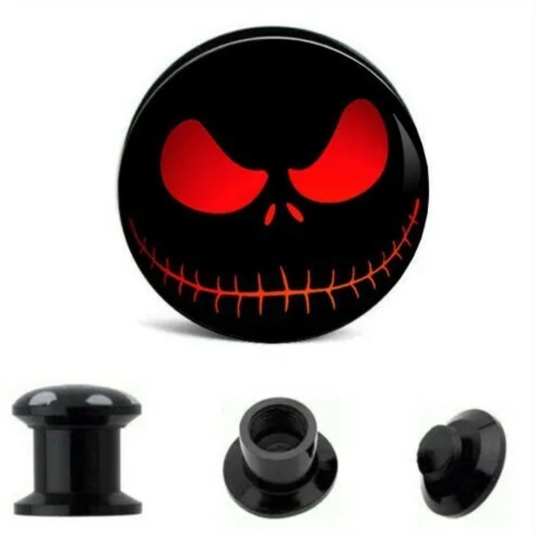 Scary face acrylic ear tunnel Plug - Pretty Savage Jewellery