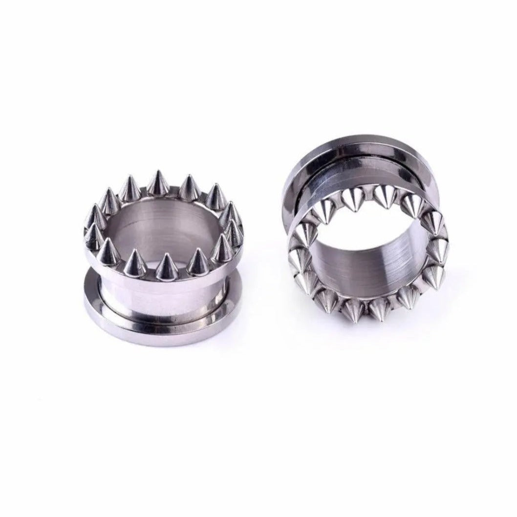 Stainless Steel Spiked Ear tunnel Plug - Pretty Savage Jewellery