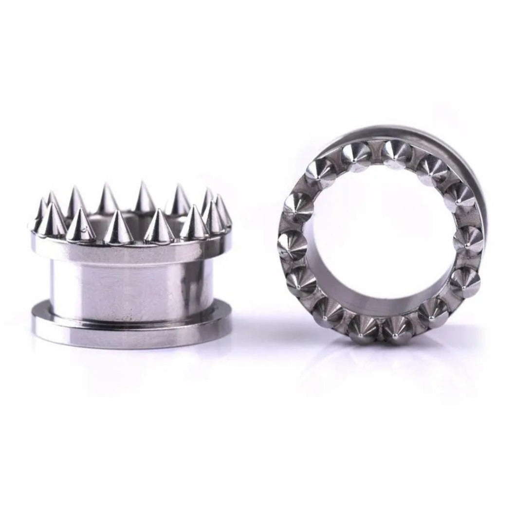 Stainless Steel Spiked Ear tunnel Plug - Pretty Savage Jewellery