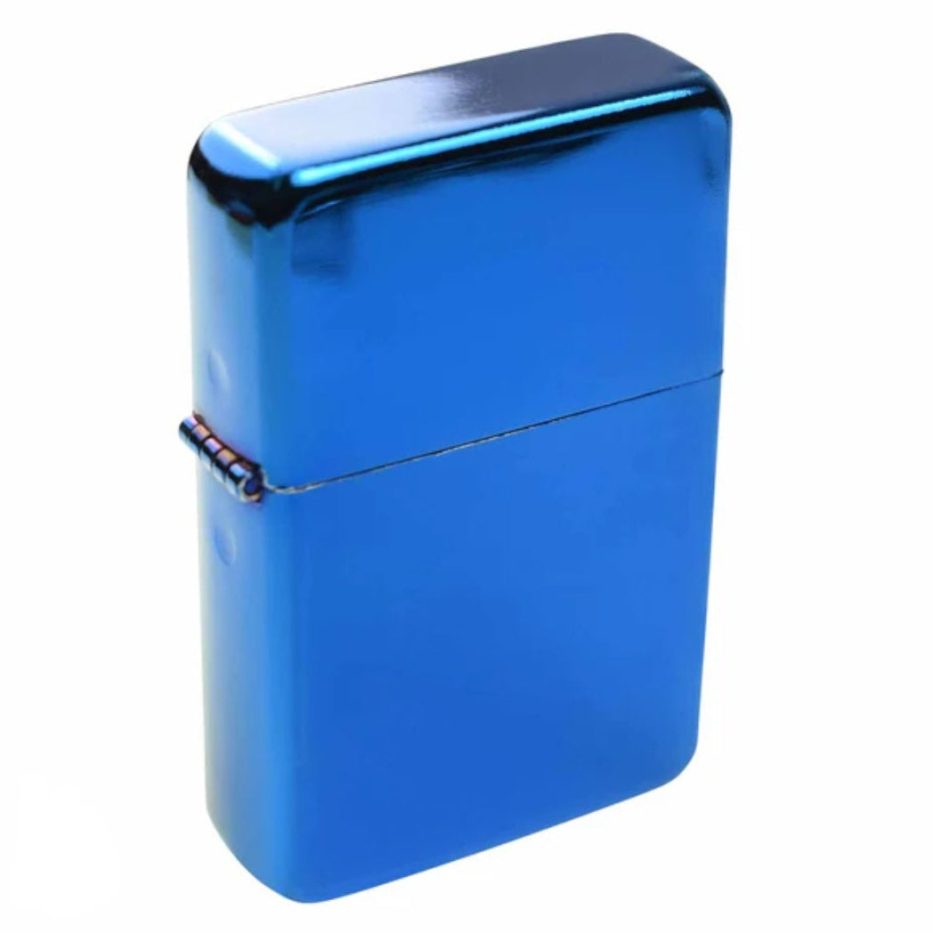 Glossy Dark Blue Plain Flip Lighter