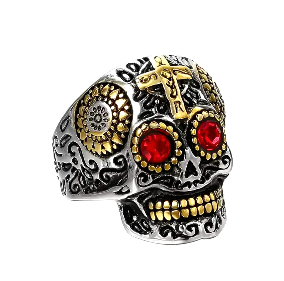 Gemstone Candy Skull Heavy Stainless Steel Rings