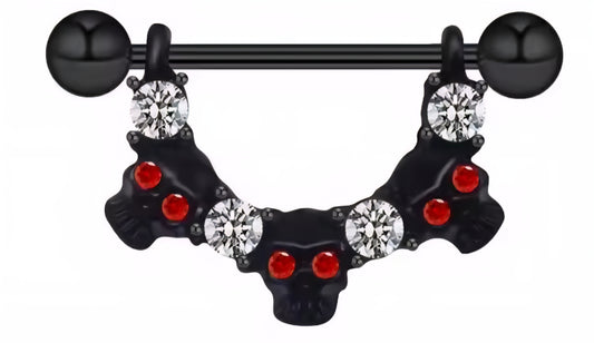 Diamonds & Skulls Nipple Barbell 14G