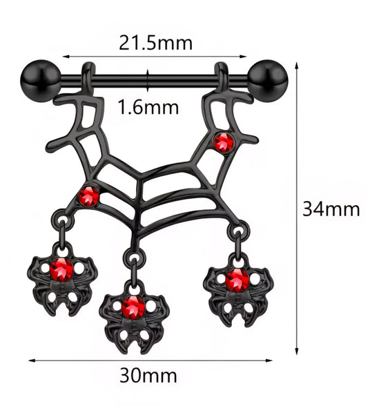 Spider Web Nipple Barbell 14G