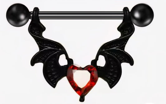 Winged Heart Nipple Barbell 14G