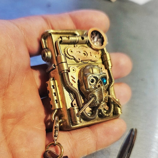 Brass Steampunk Mask Flip Lighter