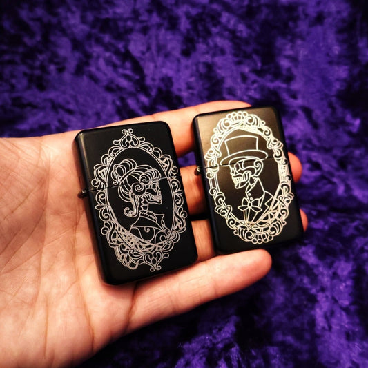 Skeleton Groom & Bride Skull Petrol lighter - Pretty Savage Jewellery