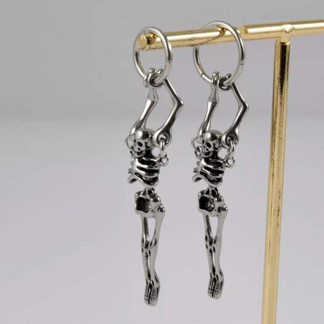 Skeleton Dangle Hinged Stainless Steel Earring - Pretty Savage Jewellery