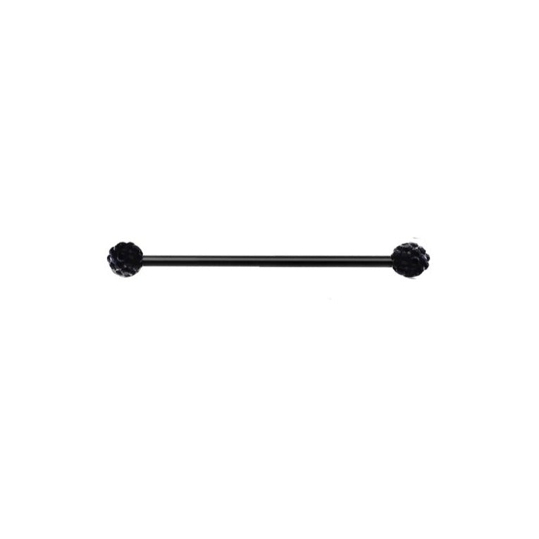 Black Crystal Ball Industrial bar Barbell Scaffold bar 38mm - Pretty Savage Jewellery