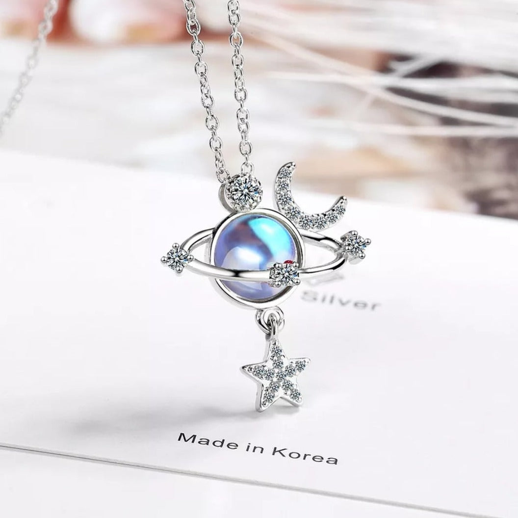 Planet Moon And Star Pendant Necklace - Pretty Savage Jewellery