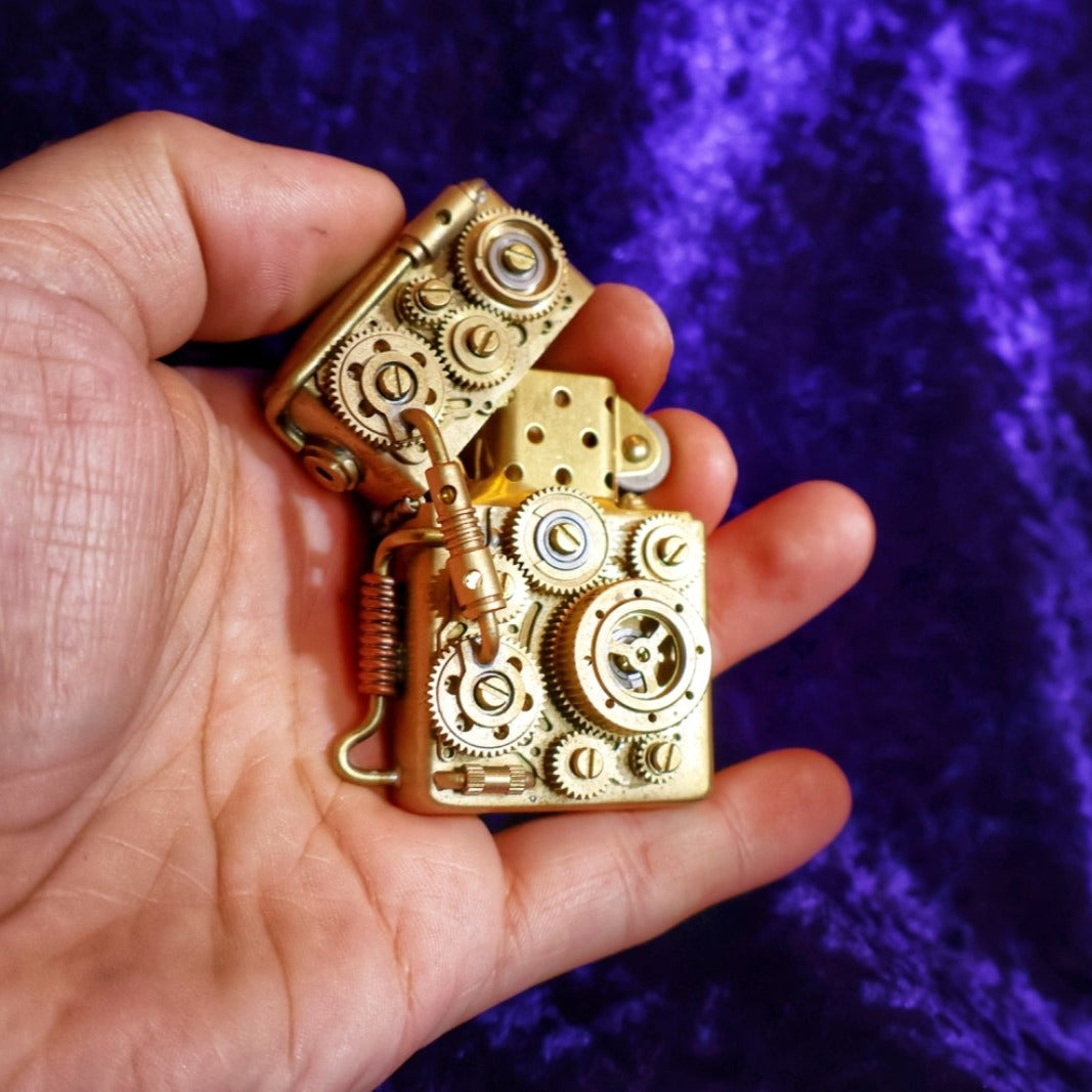 Brass Handmade Mechanical Steampunk Petrol Lighter - Pretty Savage Jewellery