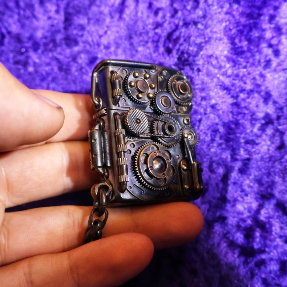 Brass Black Handmade Mechanical Lighter Gear Flip Petrol Steampunk Lighter - Pretty Savage Jewellery