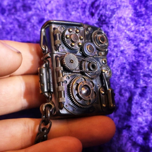 Brass Black Handmade Mechanical Lighter Gear Flip Petrol Steampunk Lighter - Pretty Savage Jewellery