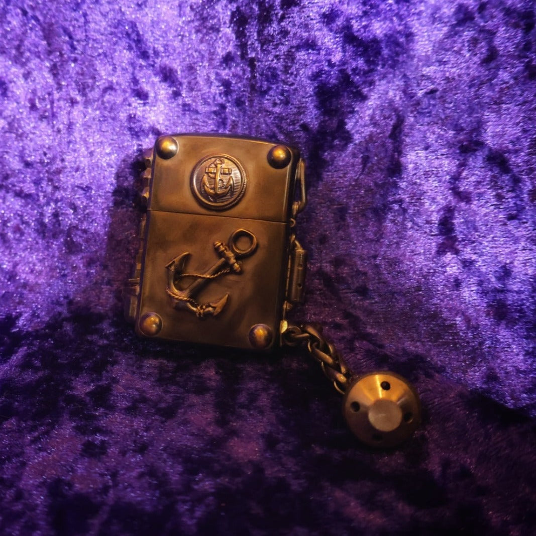 Brass Black Handmade Mechanical Lighter Gear Flip Petrol Steampunk Lighter - Pretty Savage Jewellery