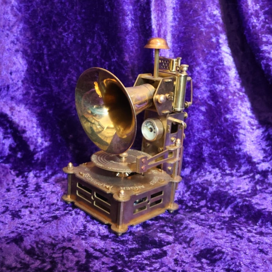 Gramophone Musical Brass Wind-Up Petrol Lighter - Pretty Savage Jewellery