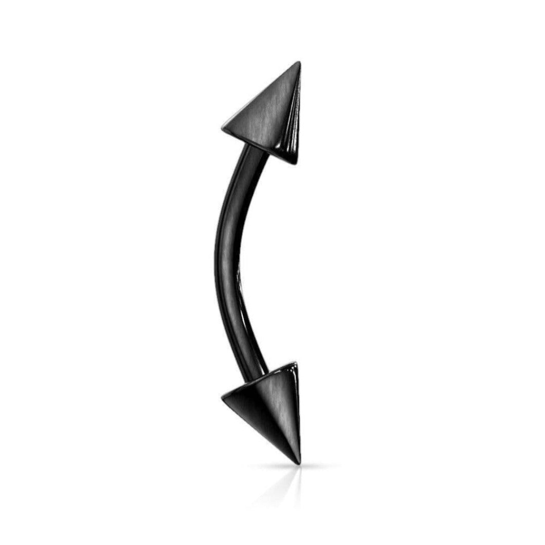 Black Curved Stainless Steel Cone Barbell - Pretty Savage Jewellery