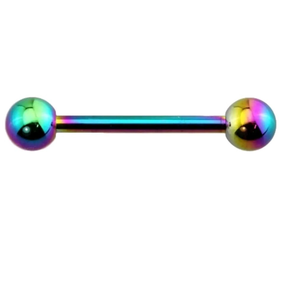 Titanium Barbell Rainbow 16mm Tounge Bar - Pretty Savage Jewellery