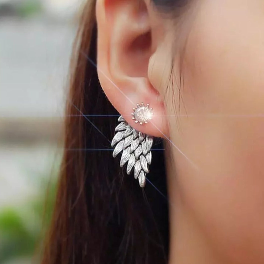 Angel Wing Silver Ear Studs - Pretty Savage Jewellery