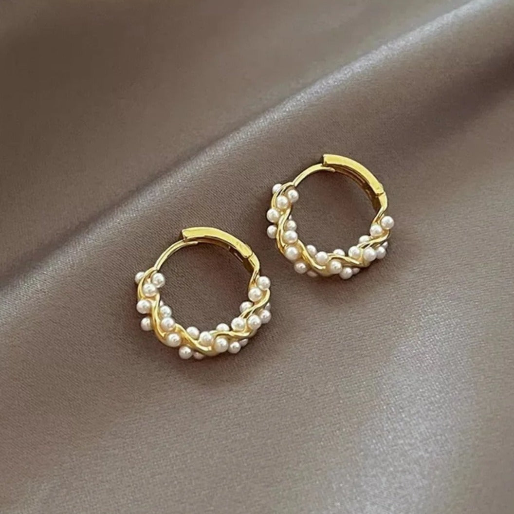 Pearl Balls Golden Earrings - Pretty Savage Jewellery