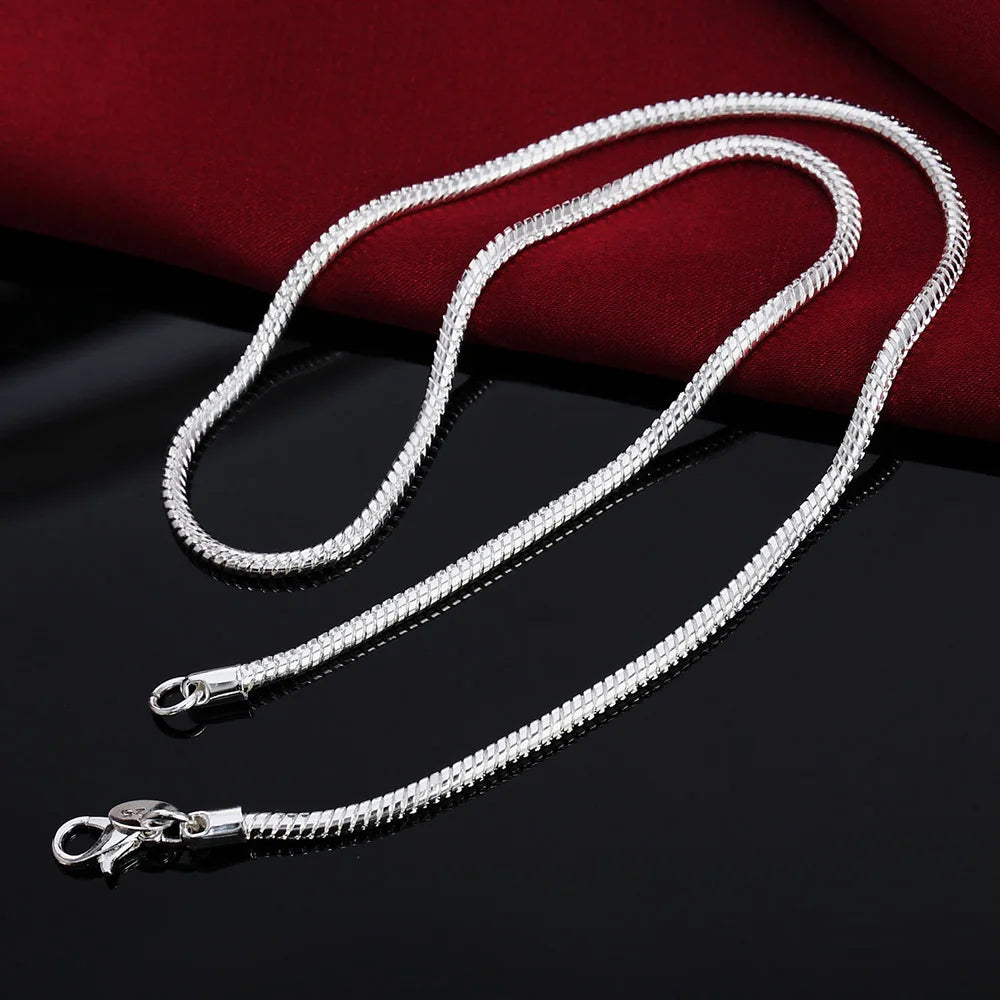 Collier chaîne serpent en argent sterling 925 massif 1MM/2MM/3MM