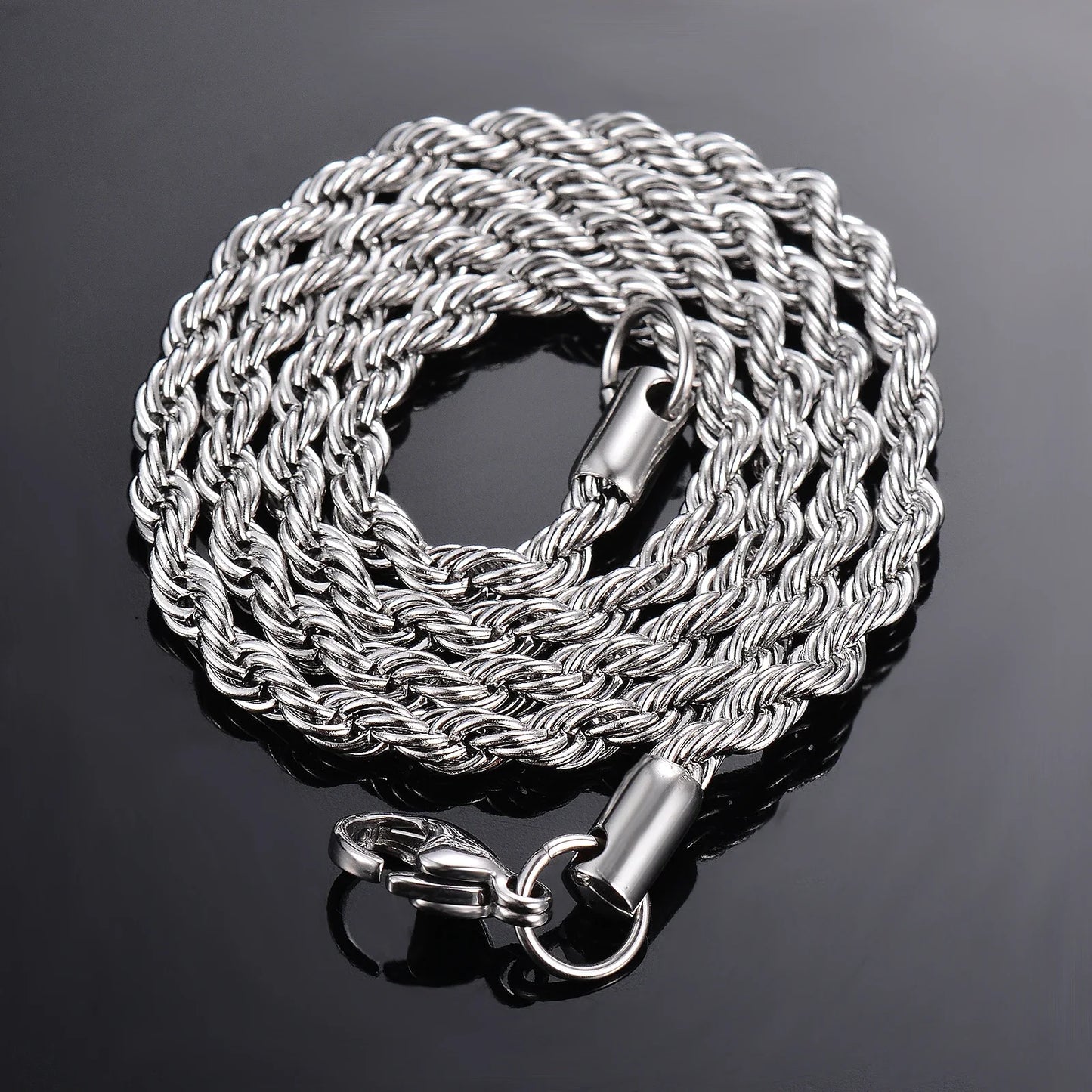 1 pièce en argent sterling 925 largeur 2 mm/3 mm/4 mm chaîne en corde collier/bracelet pour hommes femmes homme mode chaîne collier