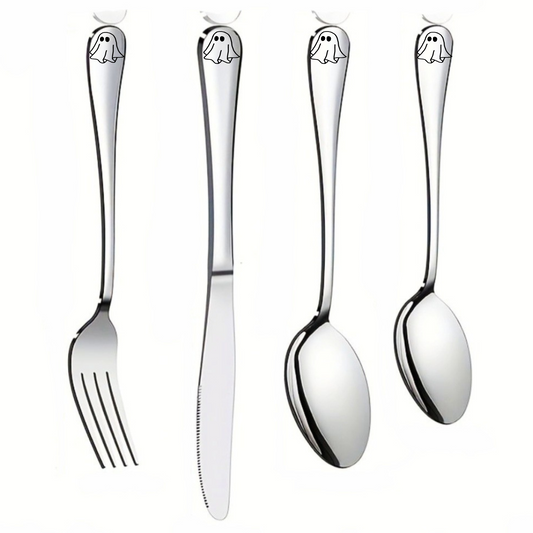 Ghost 4pc Stainless Steel Cutlery Personalise Engraving Set