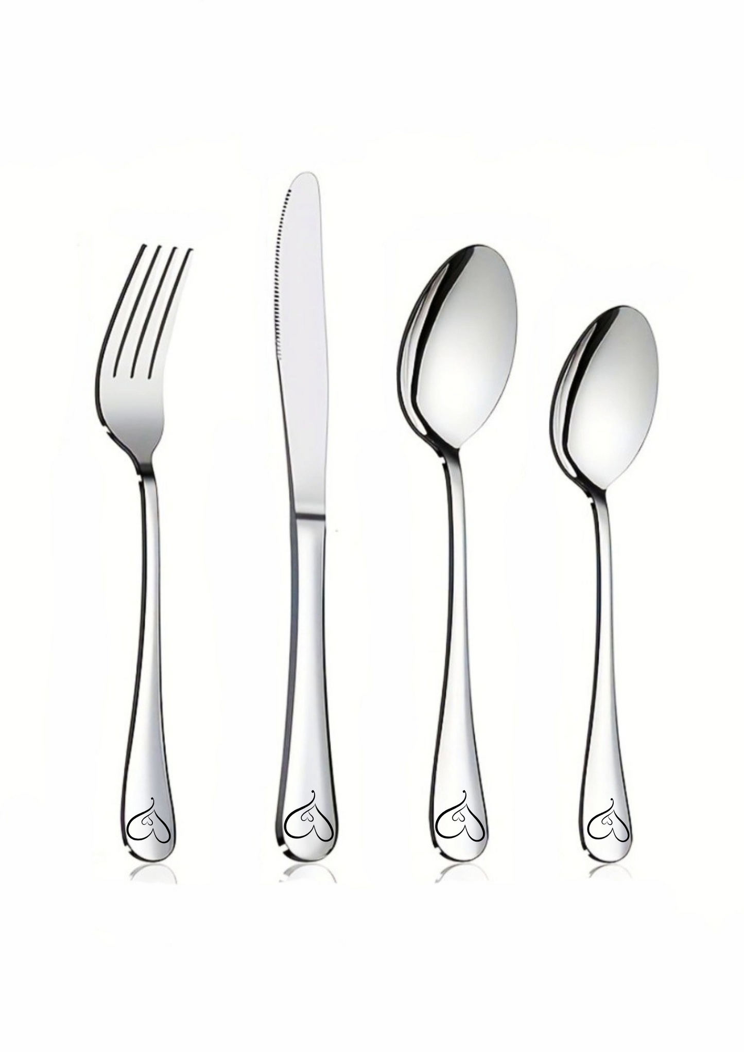 4pc Stainless Steel Cutlery Personalise Engraving Set