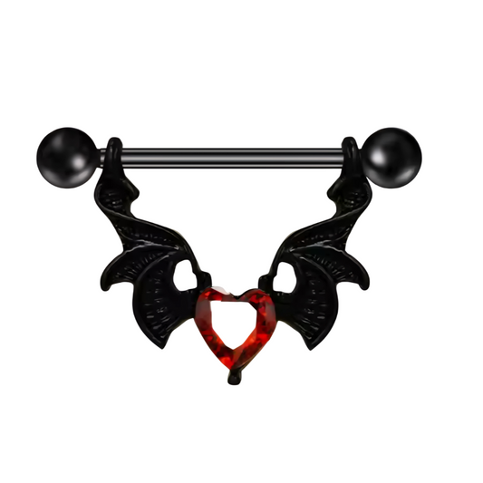 Winged Heart Nipple Barbell 14G