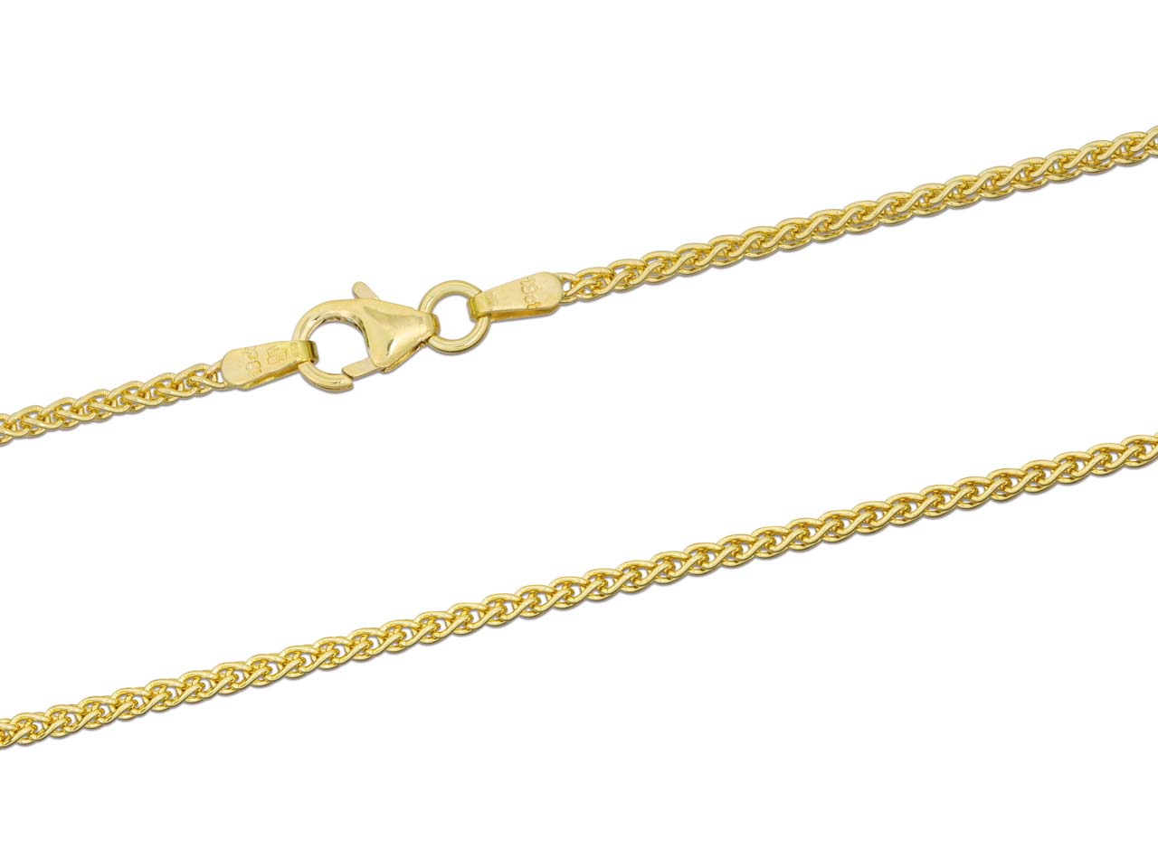 18ct Yellow Gold 1.5mm Spiga Chain 16"/40cm