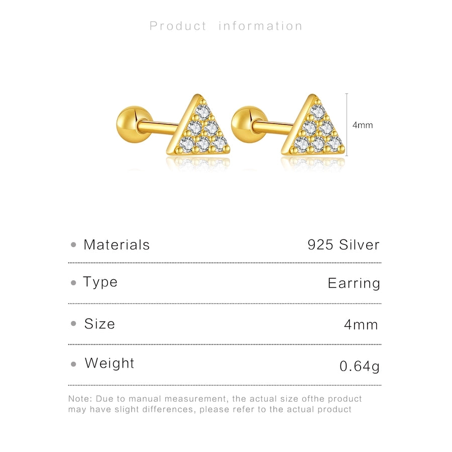 Zircon Geometric 925 Sterling Silver Ear Studs