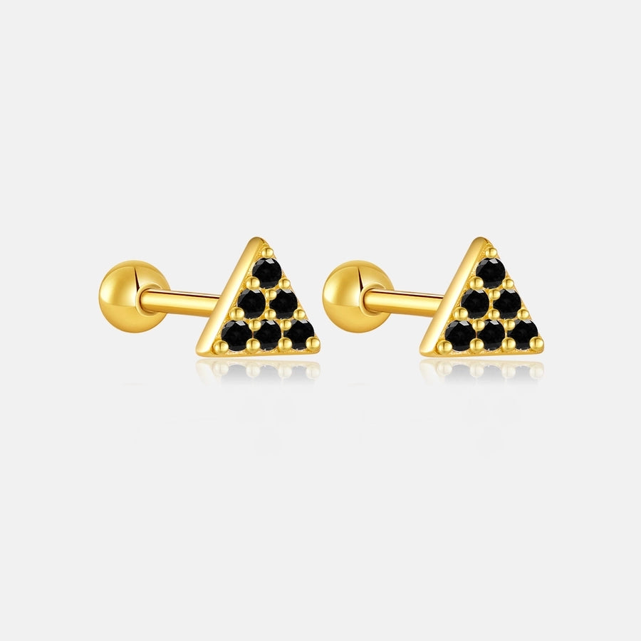 Zircon Geometric 925 Sterling Silver Ear Studs