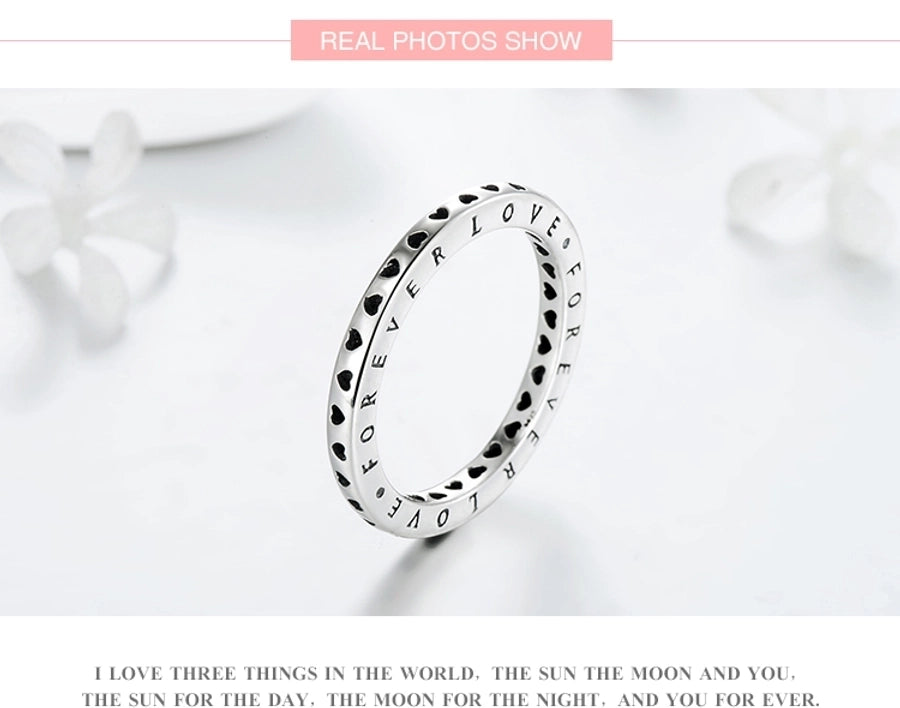 925 Sterling Silver Letter Heart Shape Ring