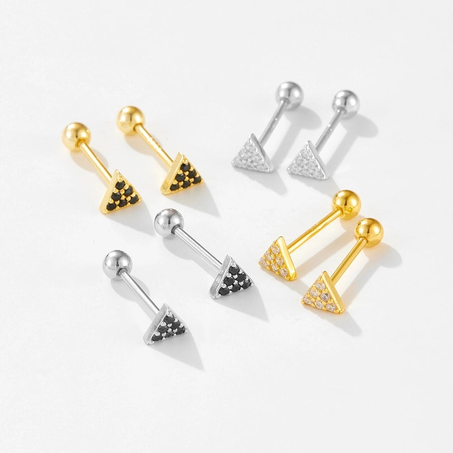 Zircon Geometric 925 Sterling Silver Ear Studs